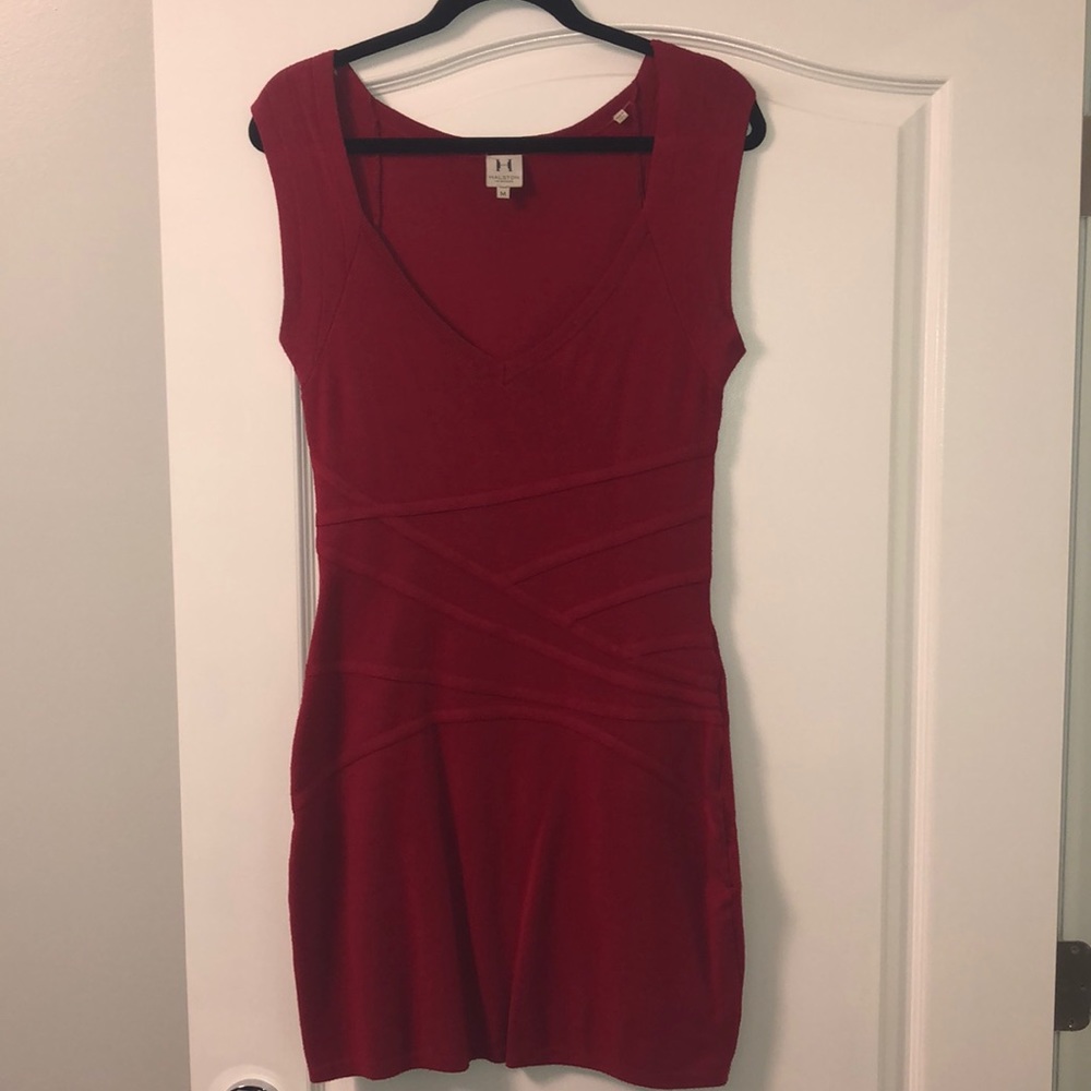Halston Heritage Red Sleeveless Mini Dress